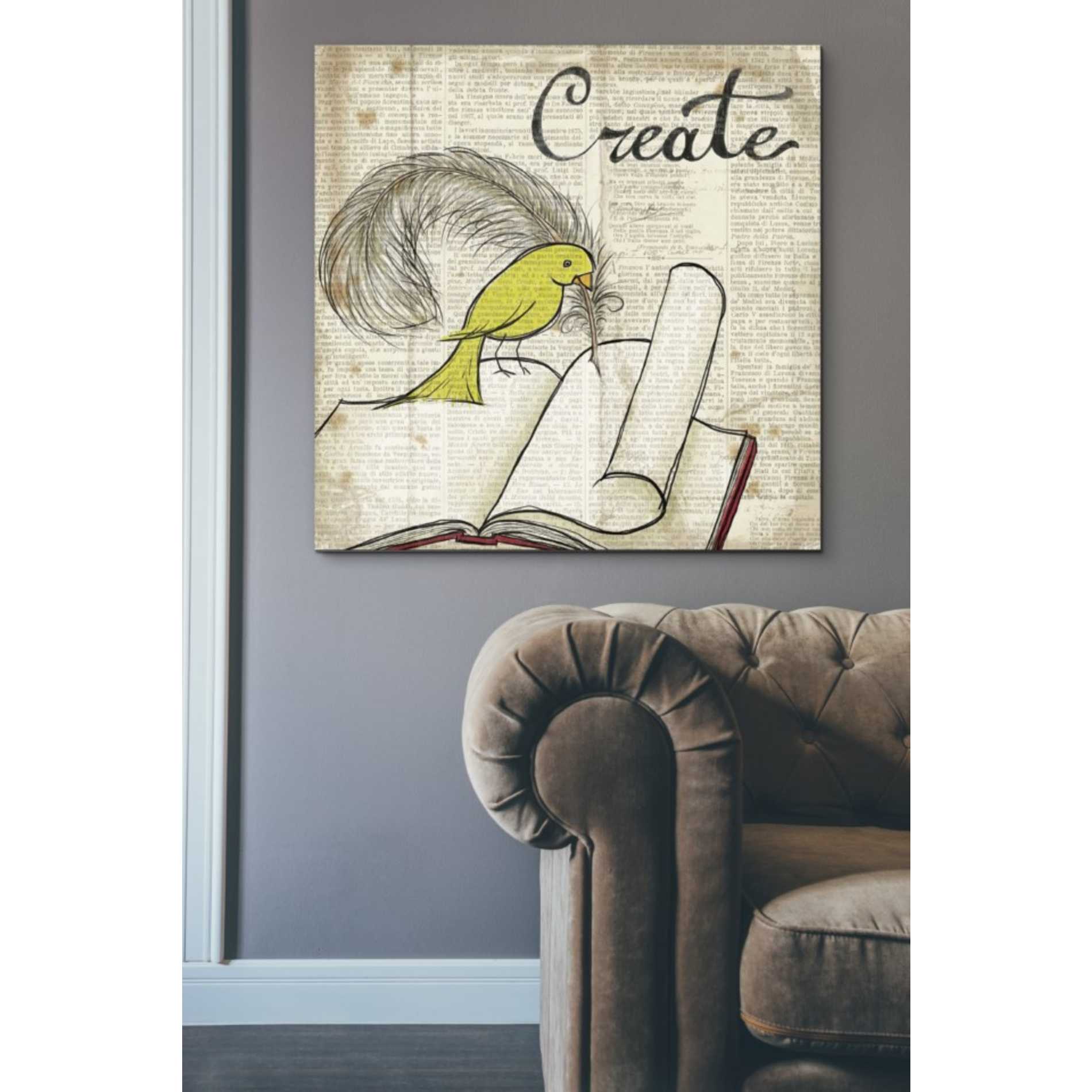 'Bird Inspiration Create' by Elyse DeNeige, Canvas Wall Art,37 x 37