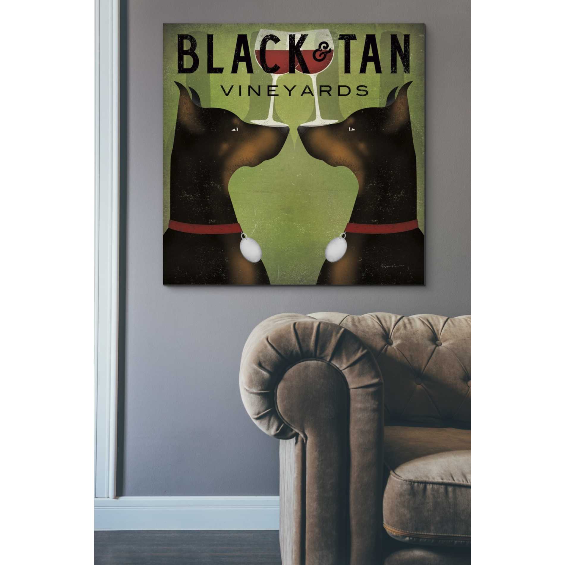 'Double Doberman Vineyards' by Ryan Fowler, Canvas Wall Art,37 x 37