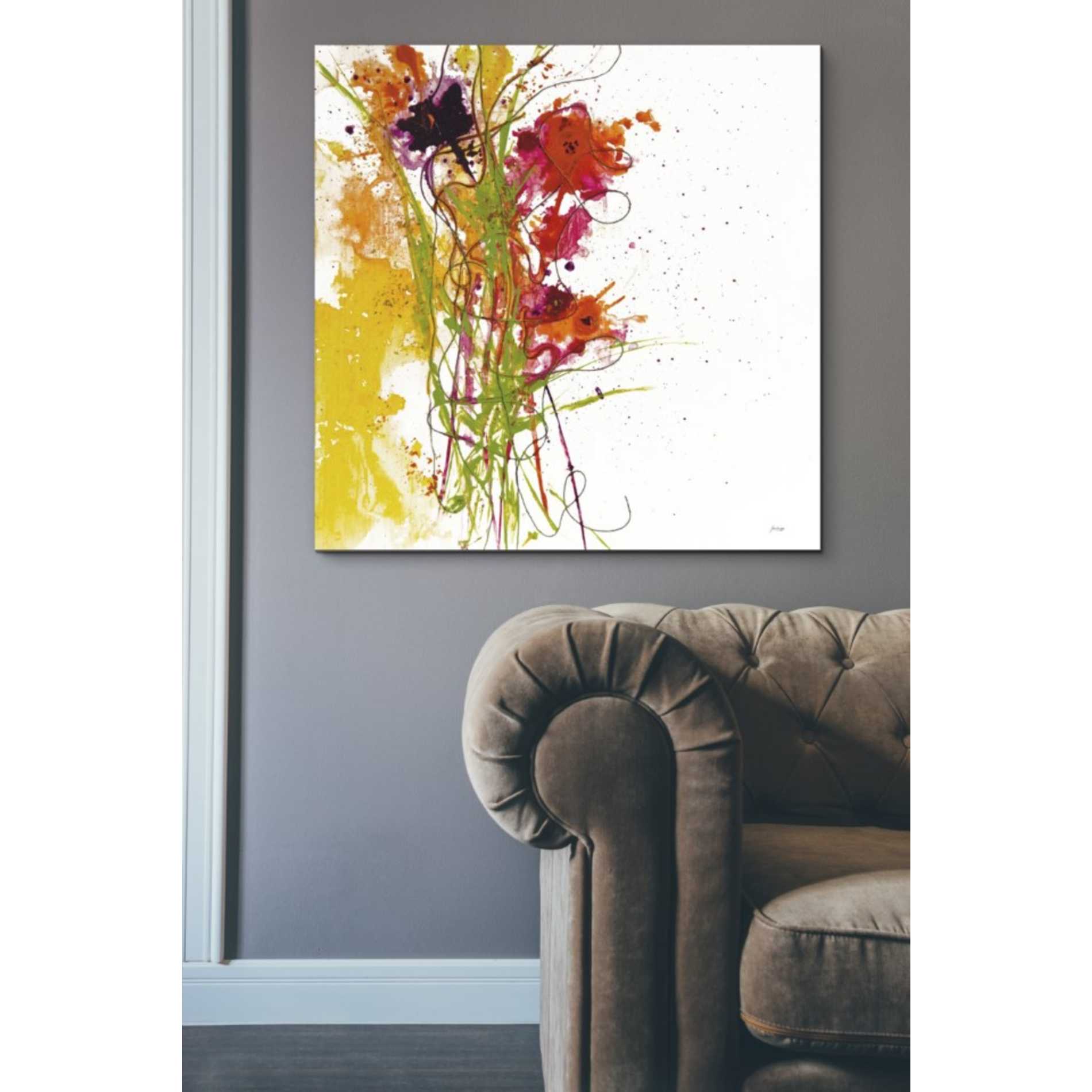 'Flower Tango on White' by Jan Griggs, Giclee Canvas Wall Art