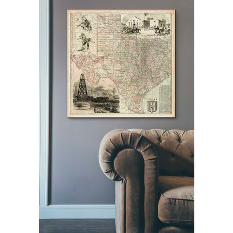 Image of 'Map of Texas' by Vision Studio Giclee Canvas Wall Art