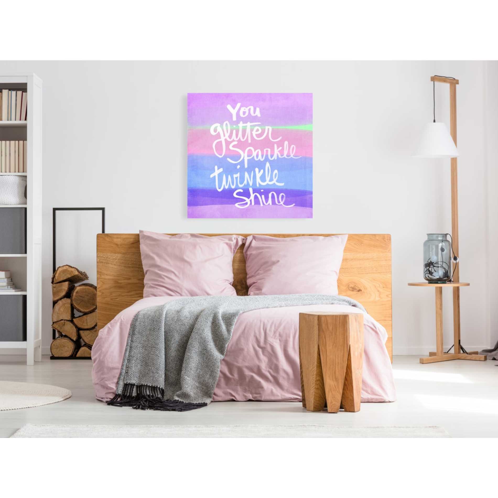 'Unicorn Stripe Sparkle' by Linda Woods, Canvas Wall Art,37 x 37