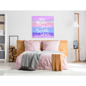 'Unicorn Stripe Sparkle' by Linda Woods, Canvas Wall Art,37 x 37