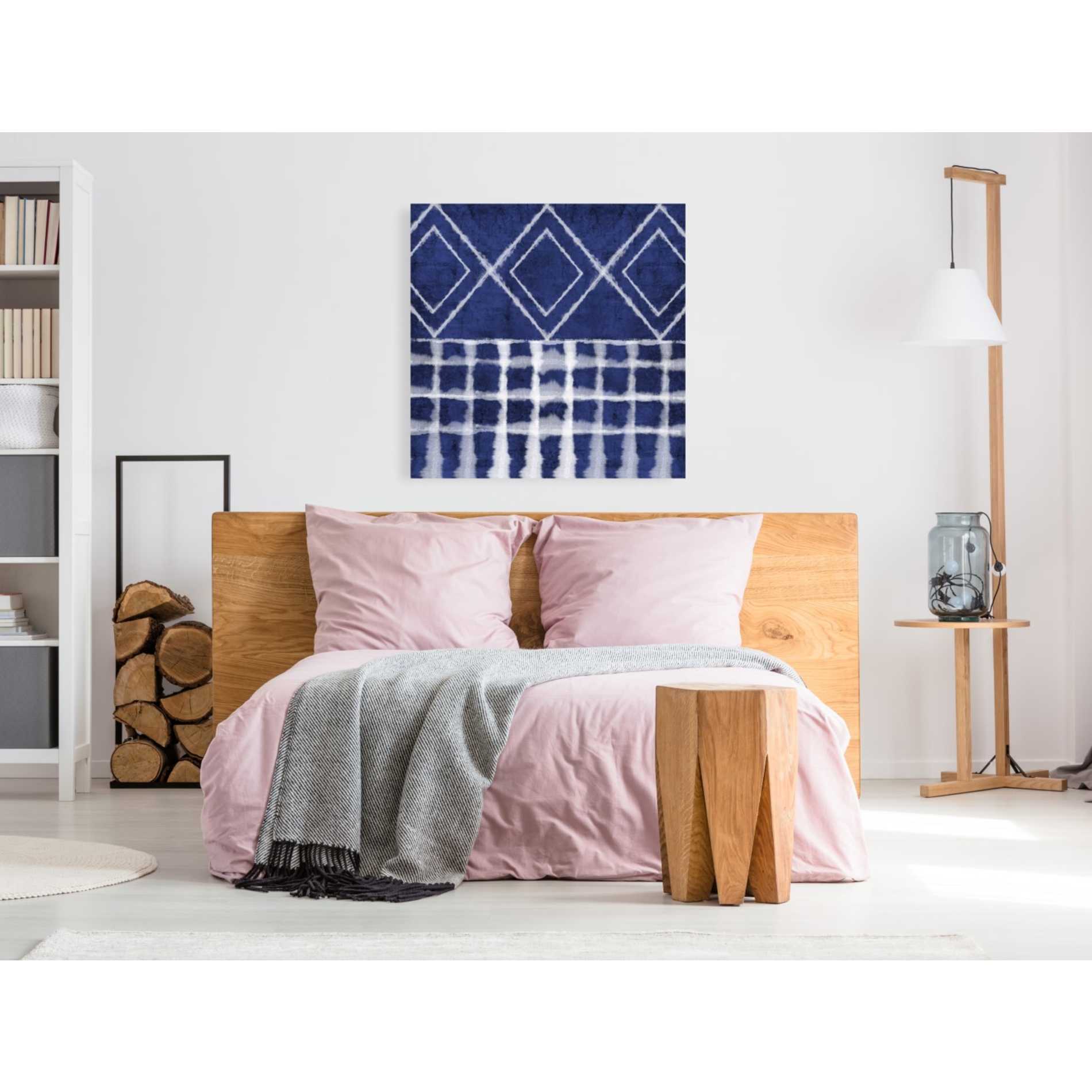 'Blue Shibori D' by Linda Woods, Canvas Wall Art,37 x 37