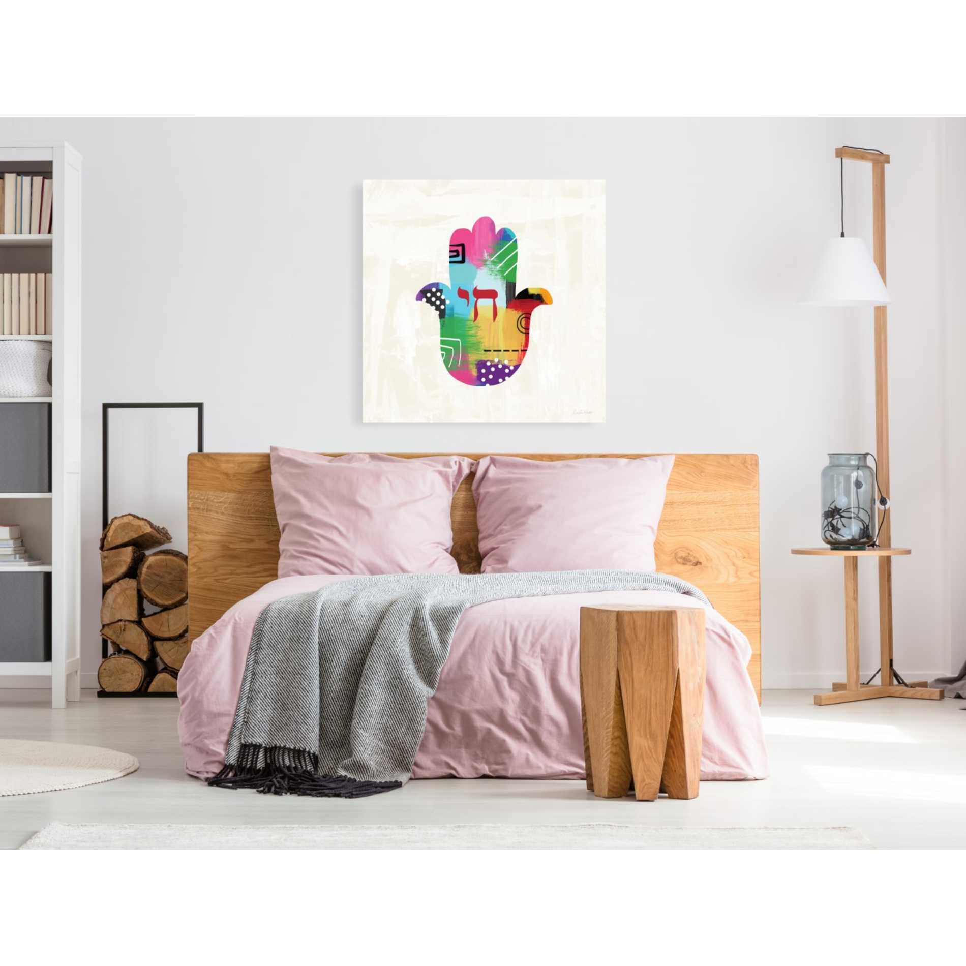 'Chai Hamsa' by Linda Woods, Canvas Wall Art,37 x 37