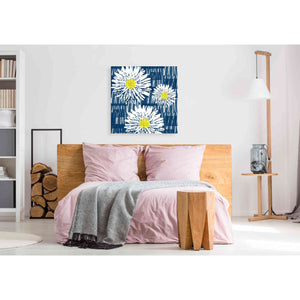 'White Flowers on Blue' by Linda Woods, Canvas Wall Art,37 x 37