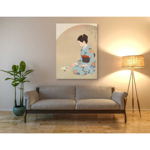 'Cat And Woman' by Sai Tamiya, Canvas Wall Art,40 x 54