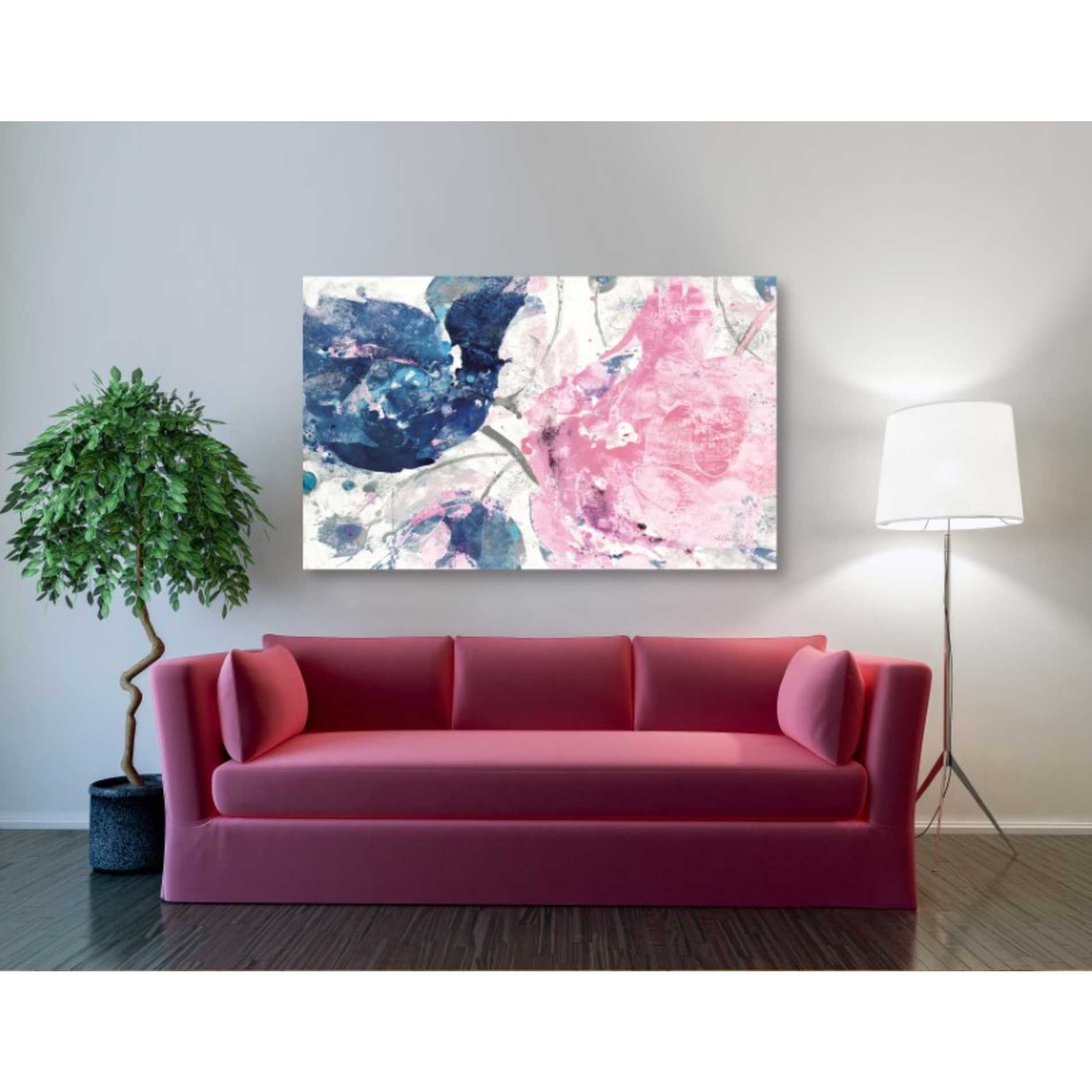 'Fireworks Abstract Navy Blue Flower Crop' by Albena Hristova, Canvas Wall Art,54 x 40
