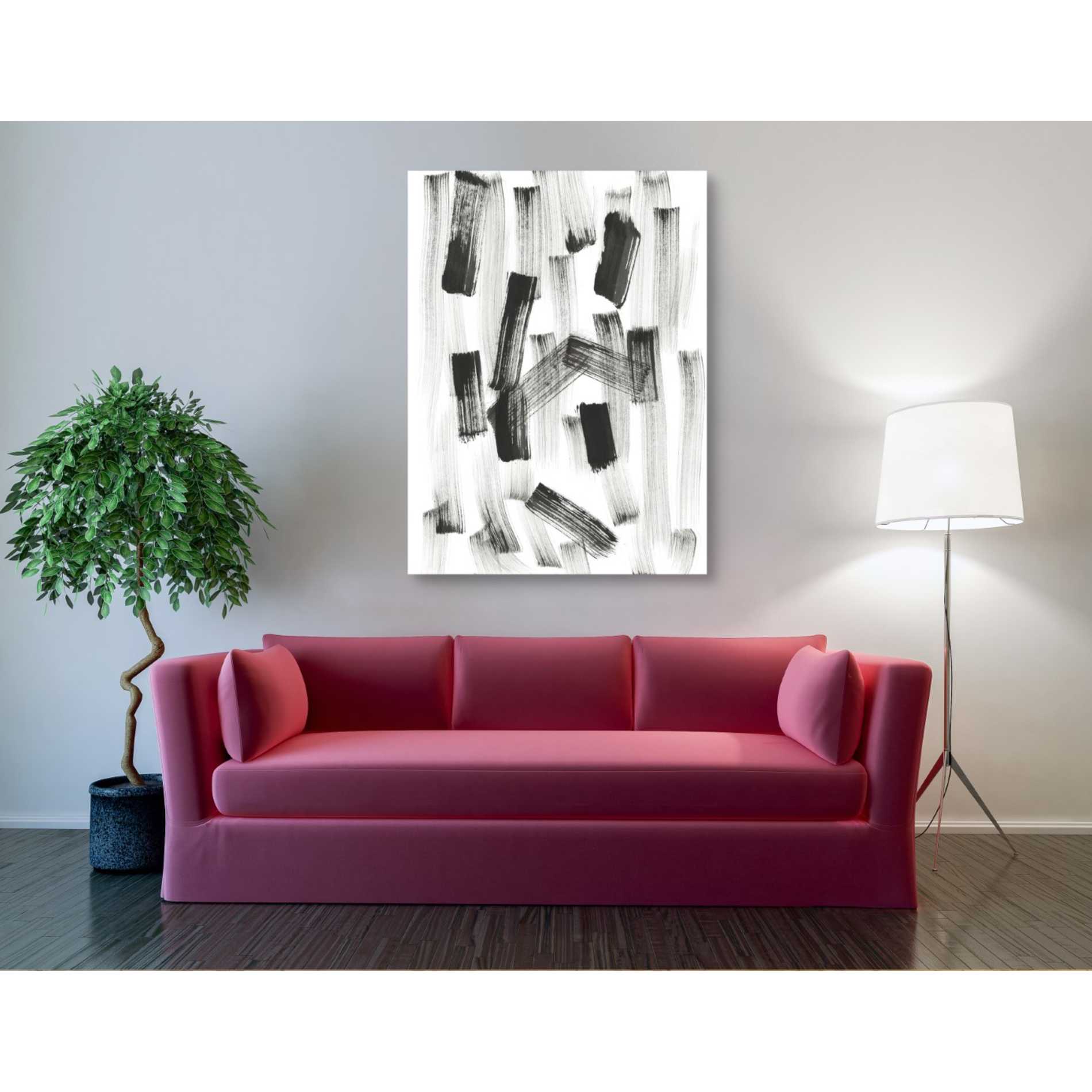 'Black and White Strokes North' Canvas Wall Art,40 x 54