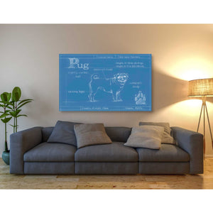 'Blueprint Pug' by Ethan Harper Canvas Wall Art,54 x 40