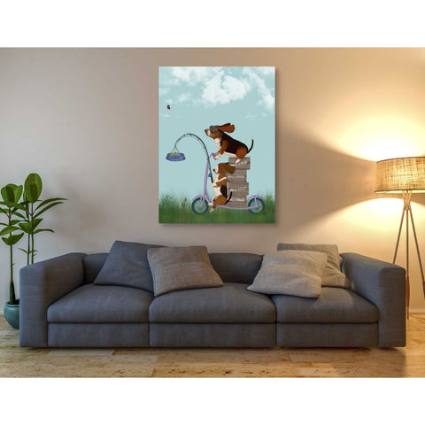 Image of 'Basset Hound Scooter' by Fab Funky Giclee Canvas Wall Art