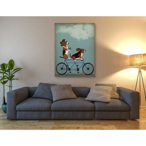Image of 'Basset Hound Tandem' by Fab Funky Giclee Canvas Wall Art