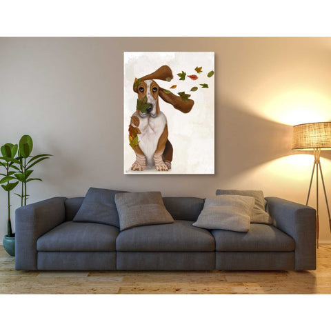 Image of 'Basset Hound Windswept and Interesting' by Fab Funky Giclee Canvas Wall Art