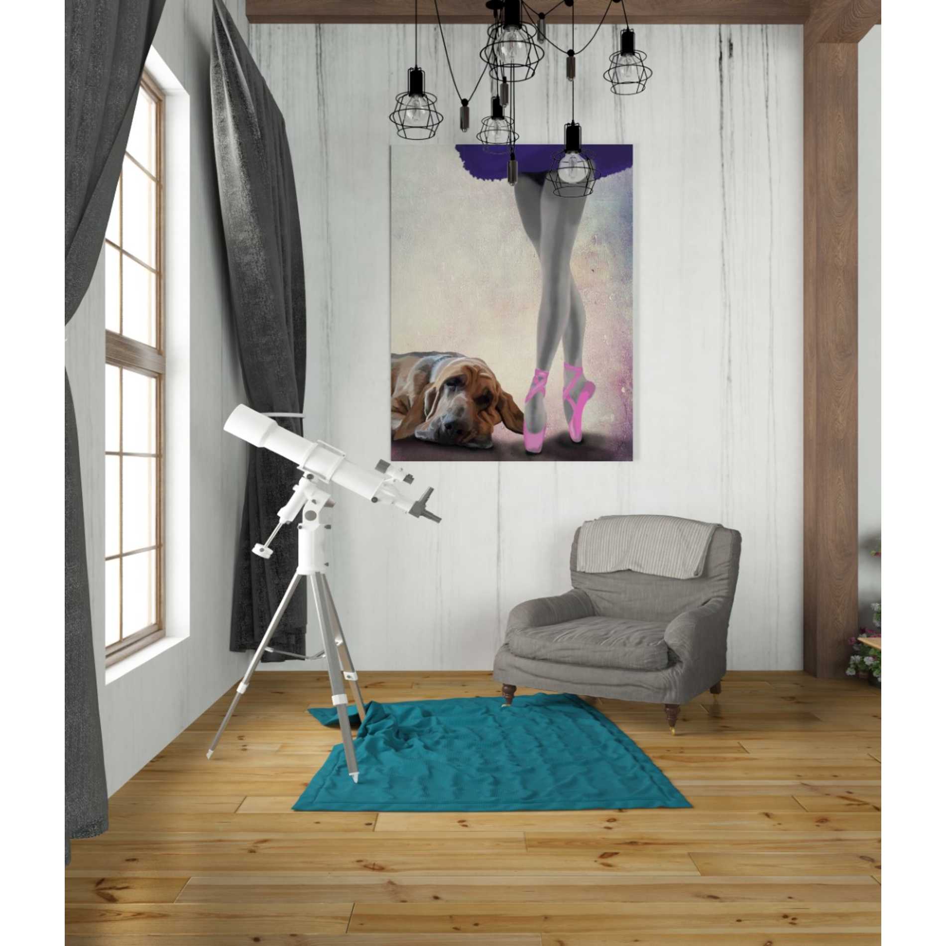 'Bloodhound And Ballet Dancer' by Fab Funky Giclee Canvas Wall Art