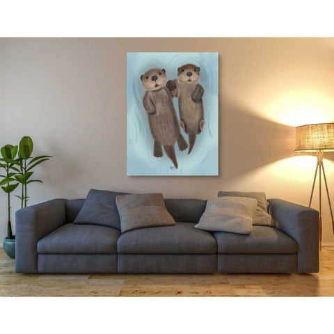 Image of 'Otters Holding Hands' by Fab Funky Giclee Canvas Wall Art