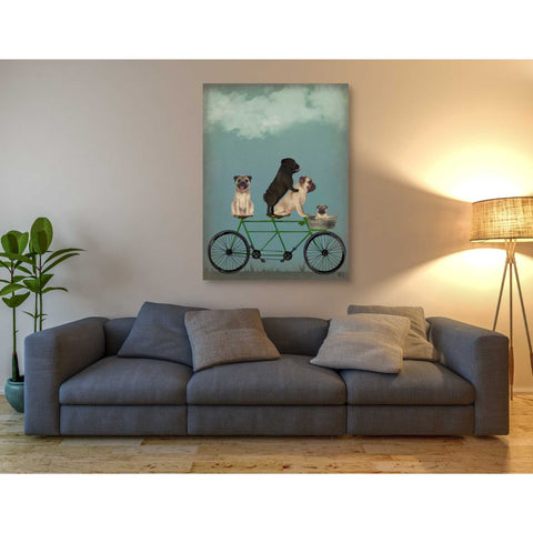 Image of 'Pug Tandem' by Fab Funky Giclee Canvas Wall Art
