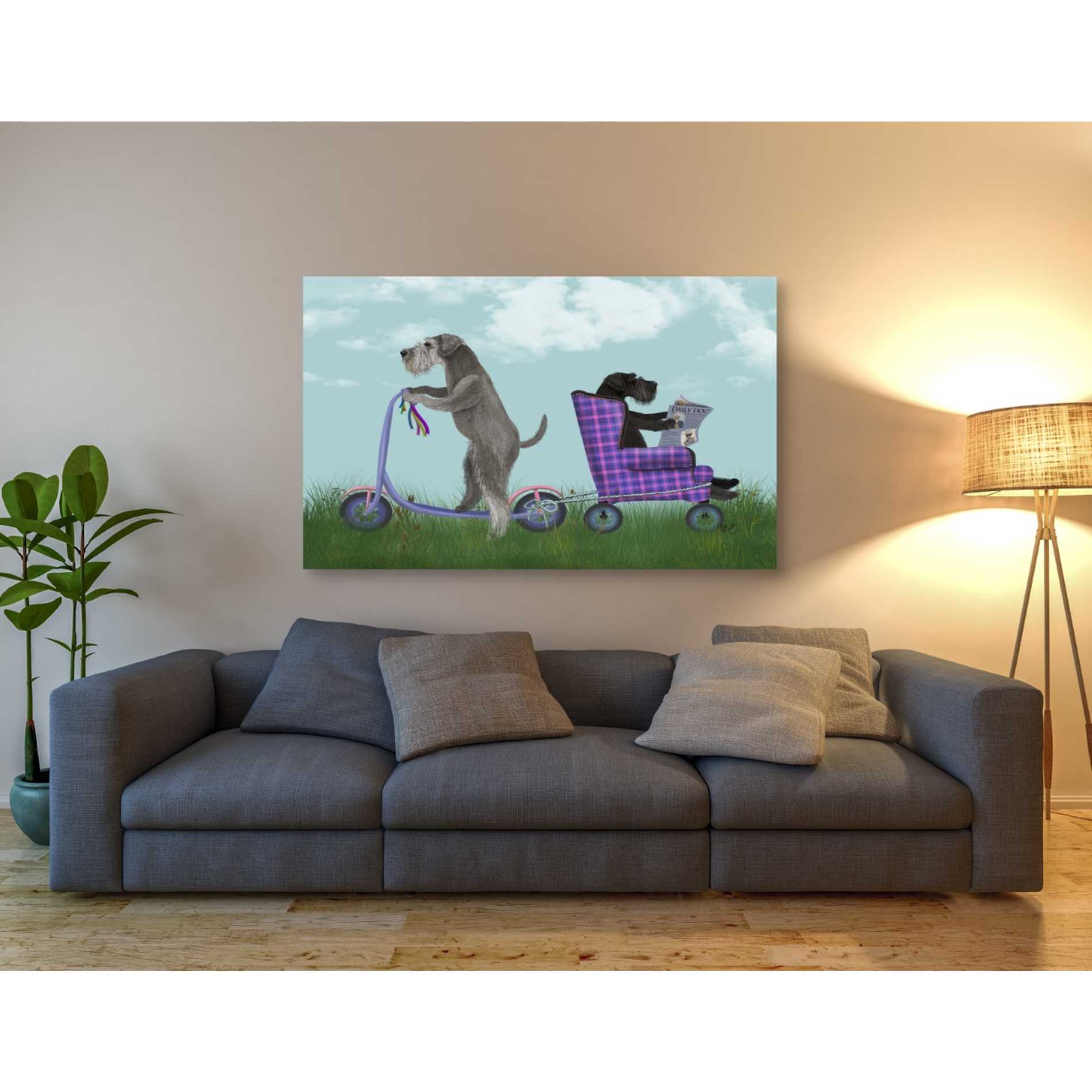 'Schnauzer Scooter' by Fab Funky Giclee Canvas Wall Art
