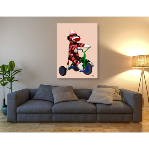 Image of 'Sock Monkey Tricycle' by Fab Funky Giclee Canvas Wall Art