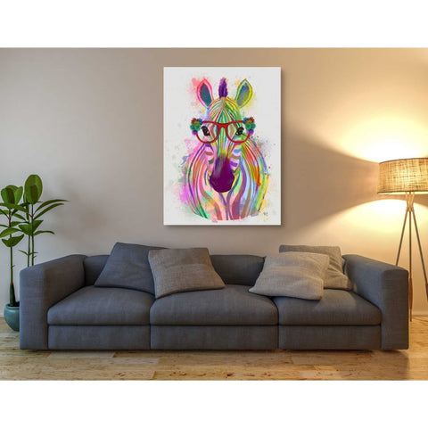 Image of 'Zebra Rainbow Splash 1' by Fab Funky Giclee Canvas Wall Art
