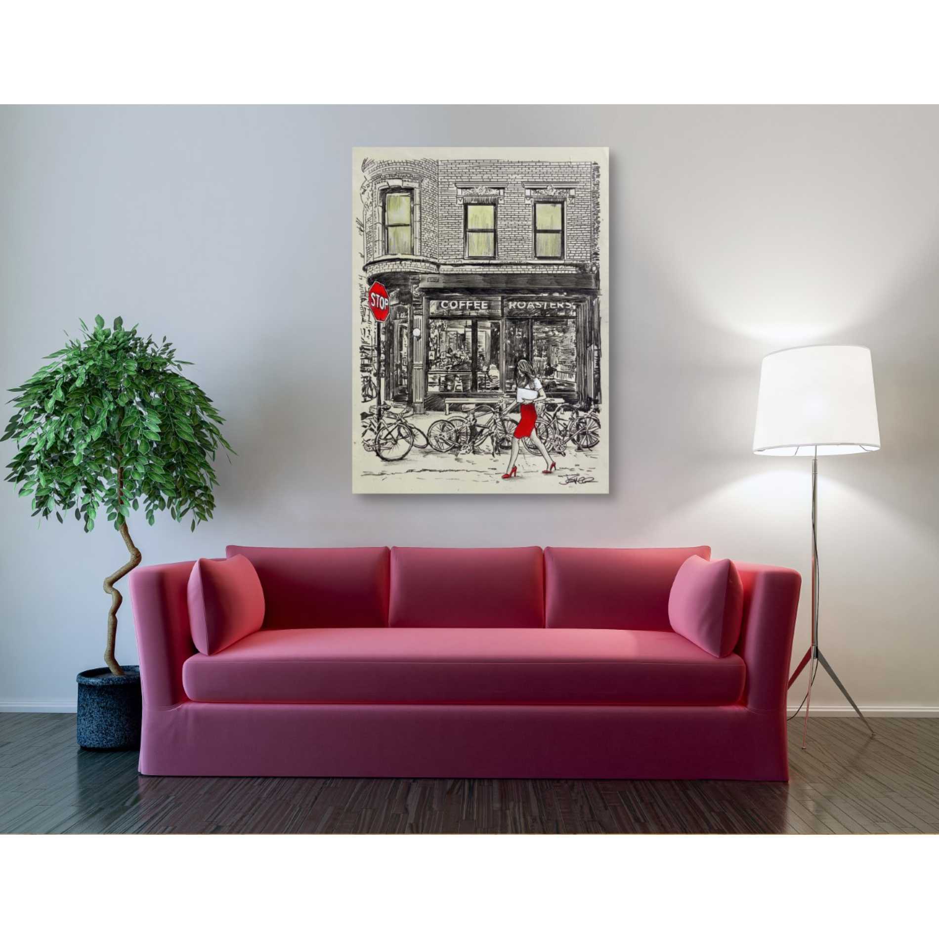 'The Coffee Roasters Place' by Loui Jover, Canvas Wall Art,40 x 54
