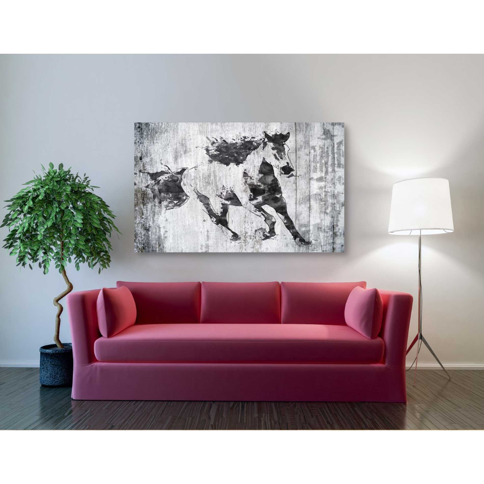 'Running Black Horse 1' by Irena Orlov, Canvas Wall Art,54 x 40