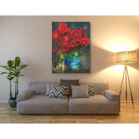 Image of 'Roses in Blue Jar' by Chris Vest, Giclee Canvas Wall Art
