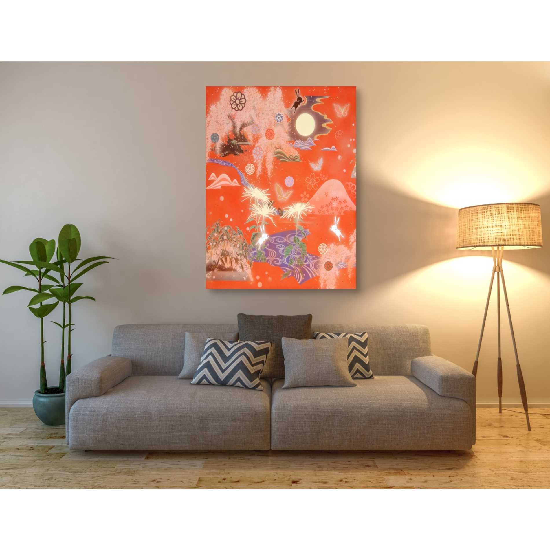 'Moon and Rabbit' by Zigen Tanabe, Giclee Canvas Wall Art