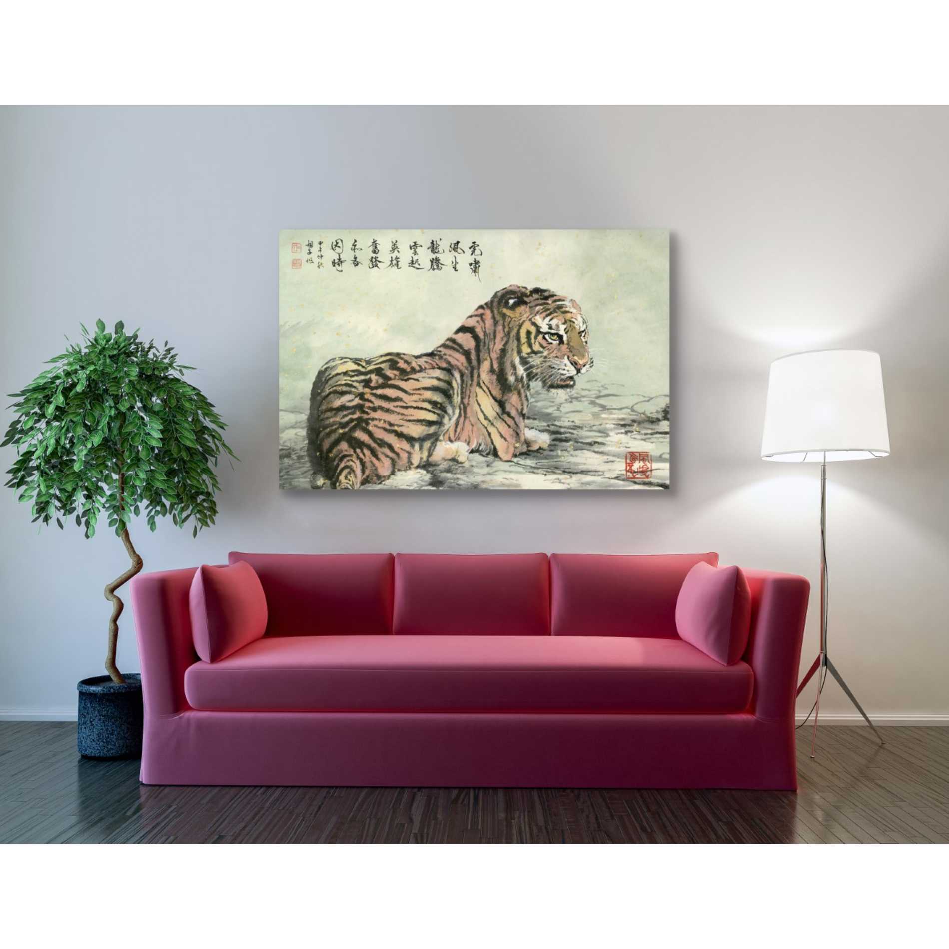 'Tiger Relaxing' by River Han, Canvas Wall Art,40 x 60