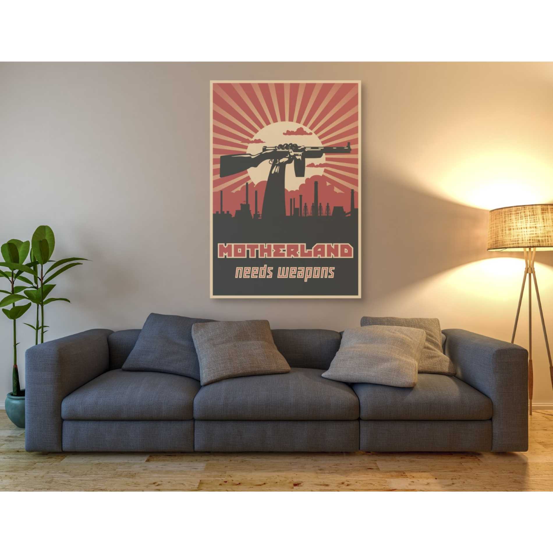 'Motherland Needs Weapons' Canvas Wall Art,40 x 60