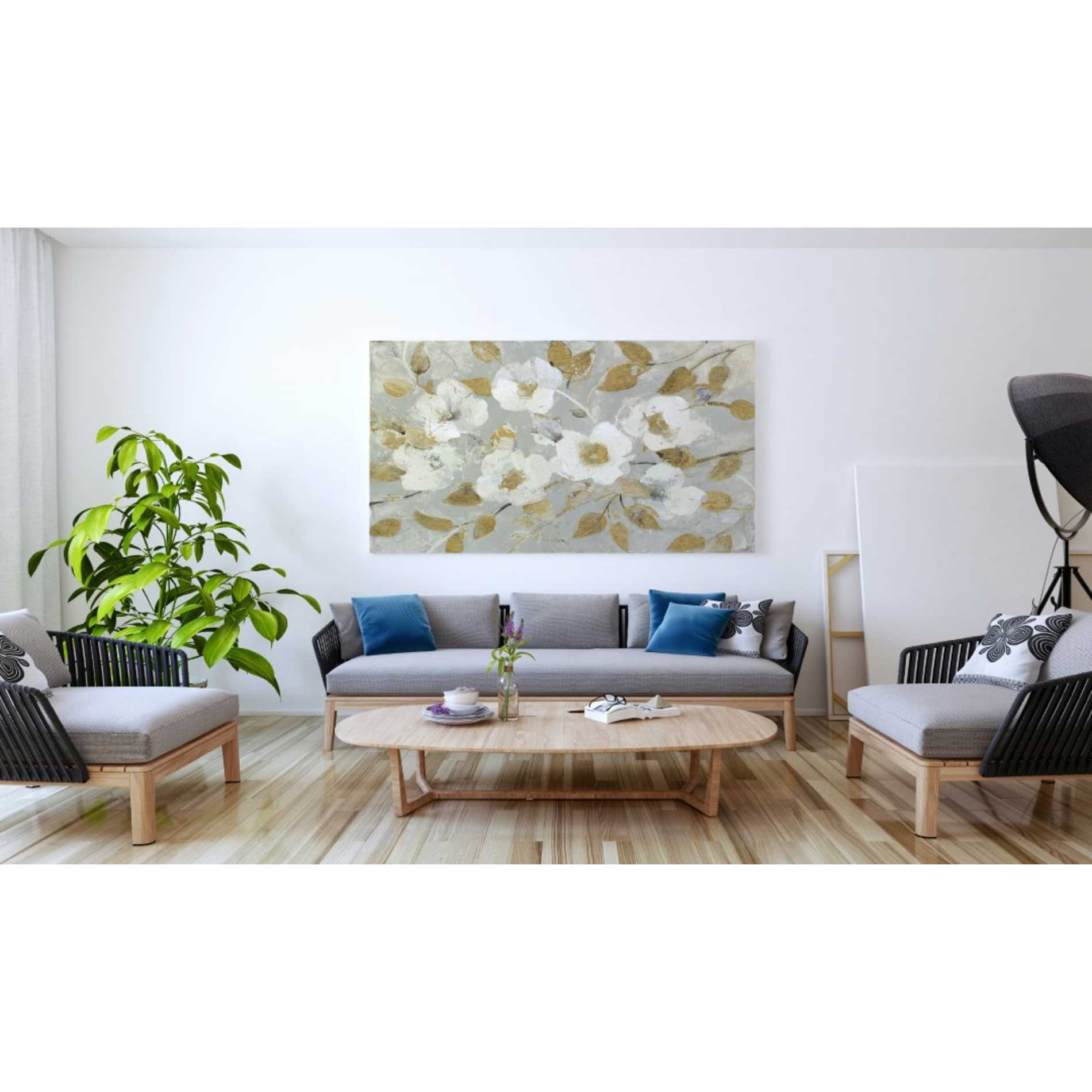 'Fading Spring Gray and Gold' by Albena Hristova, Canvas Wall Art,60 x 40