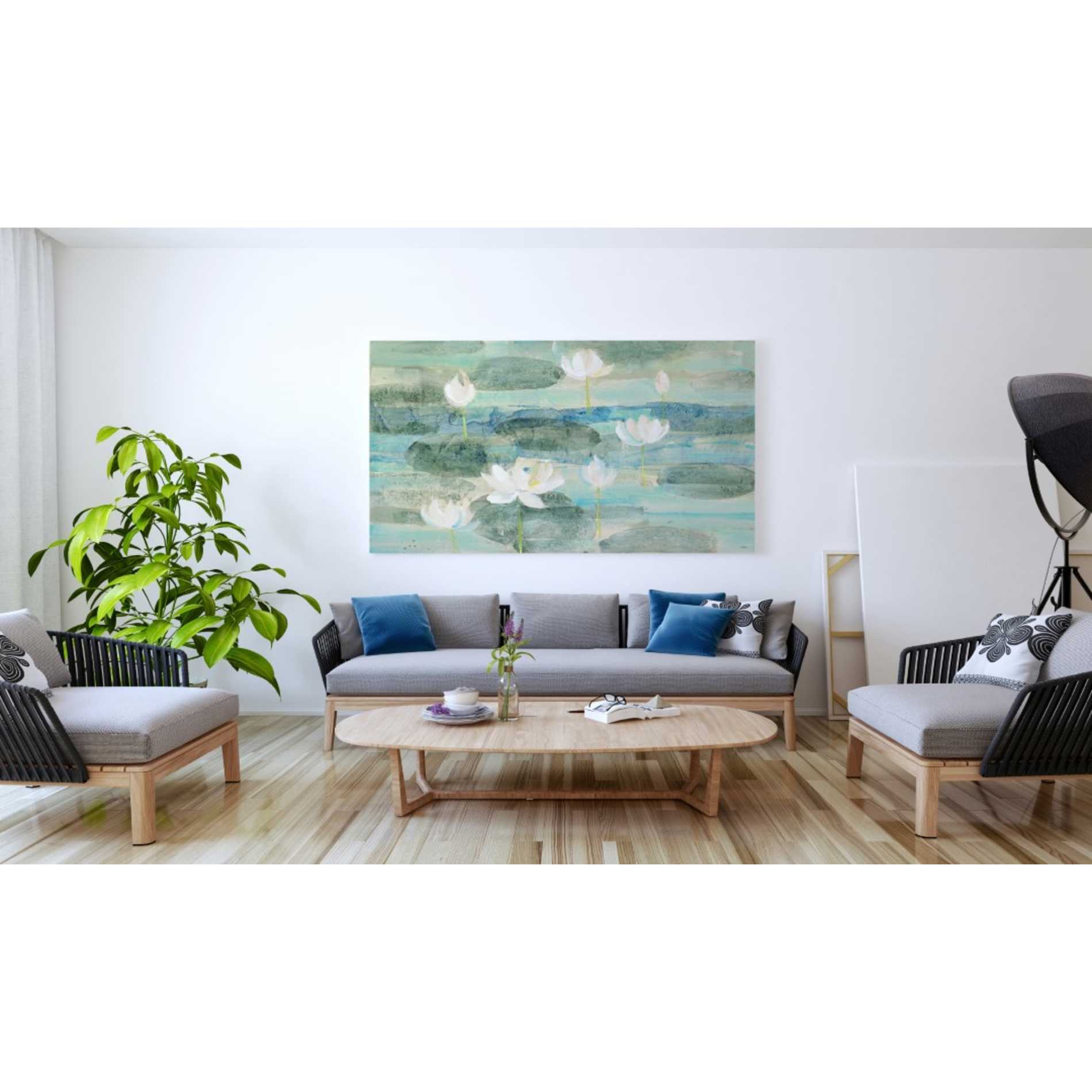 'Water Lilies Bright' by Albena Hristova, Canvas Wall Art,60 x 40