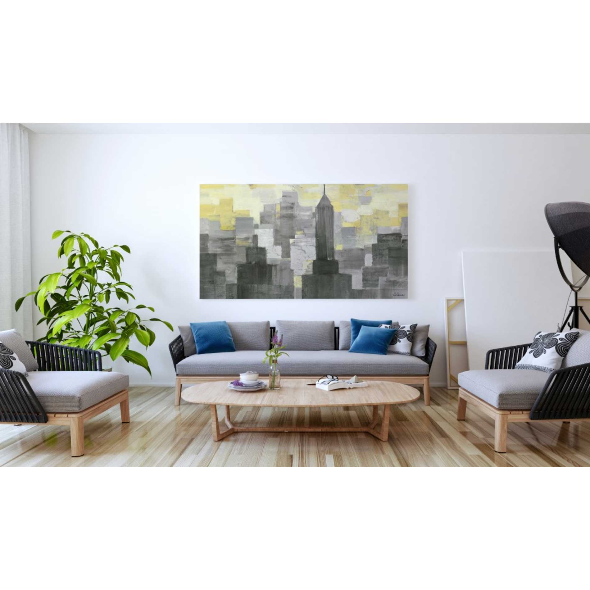 'City Blocks Neutral' by Albena Hristova, Canvas Wall Art,60 x 40