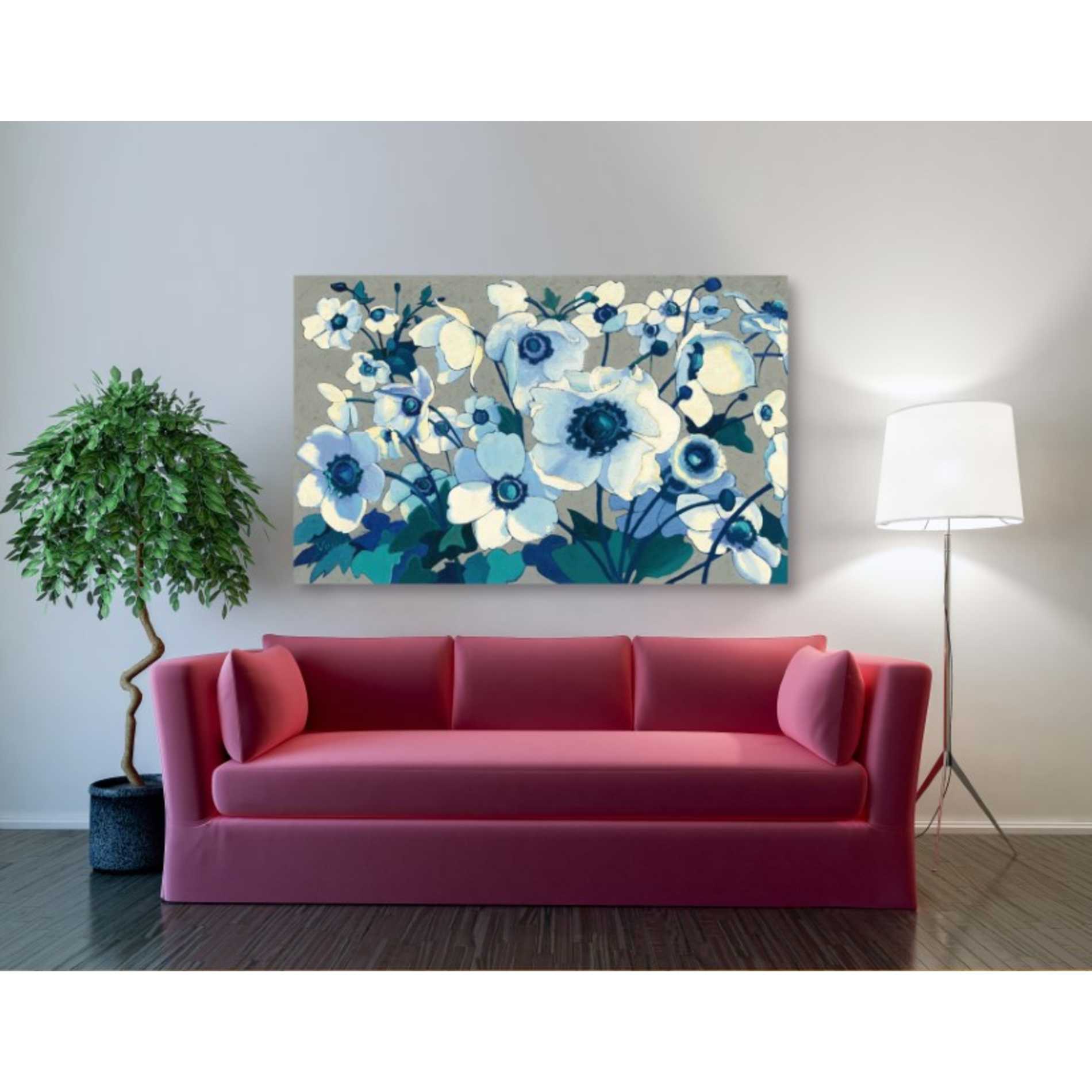 'Anemones Japonaises I' by Shirley Novak, Canvas Wall Art,60 x 40
