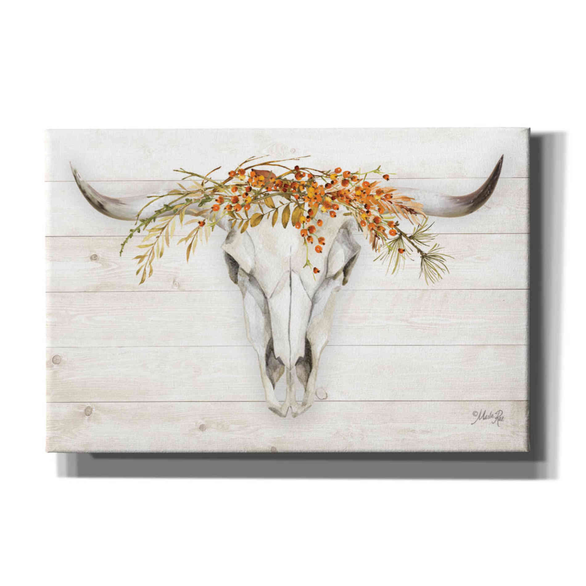 'Fall Steer Skull' by Marla Rae, Canvas Wall Art