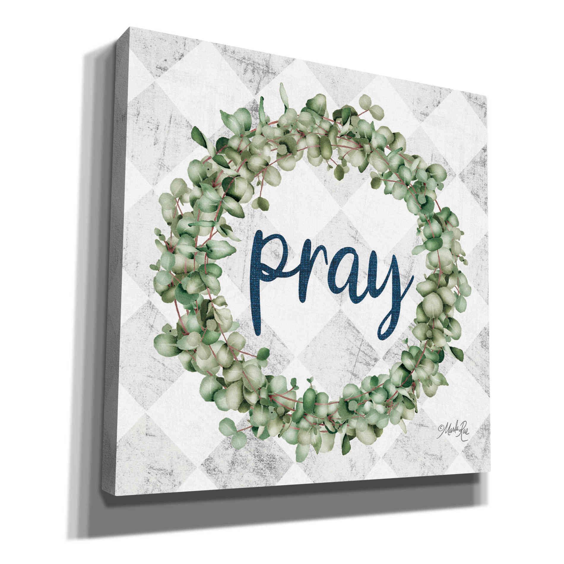 'Pray Eucalyptus Wreath' by Marla Rae, Canvas Wall Art