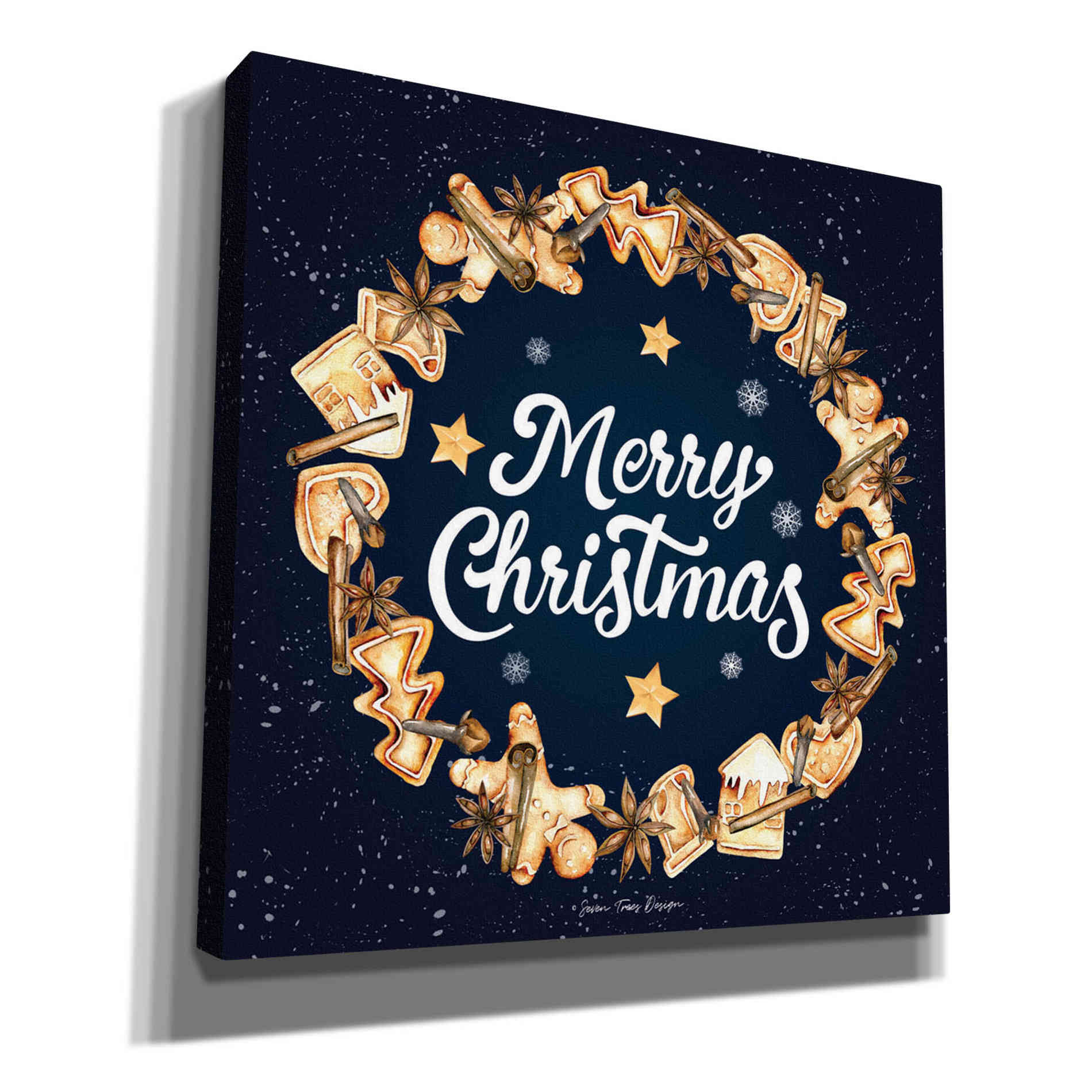 'Gingerbread Merry Christmas Wreath' by Seven Trees Design, Canvas Wall Art