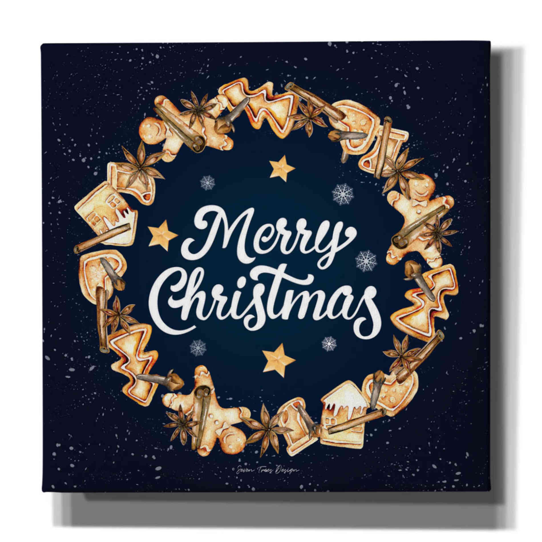 'Gingerbread Merry Christmas Wreath' by Seven Trees Design, Canvas Wall Art