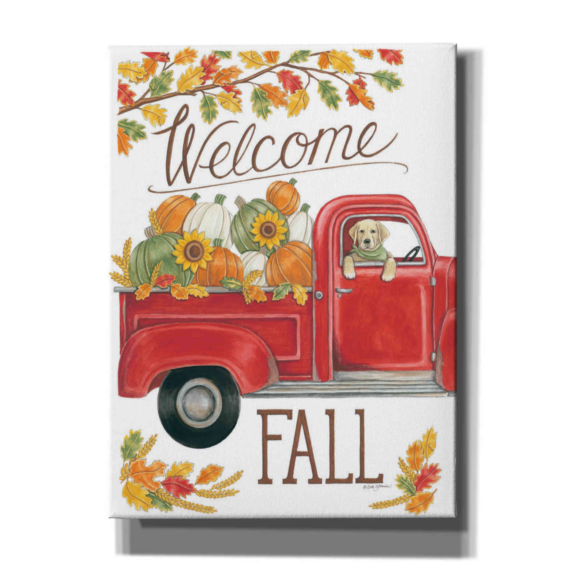 'Fall Truck & Lab' by Deb Strain, Canvas Wall Art