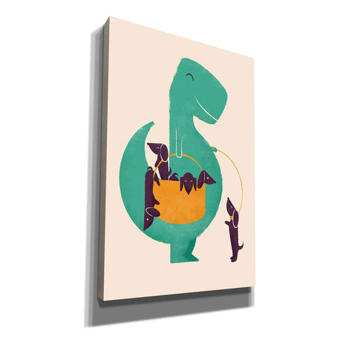 Image of 'T-Rex and the Basketful of Wiener Dogs' by Jay Fleck, Canvas Wall Art