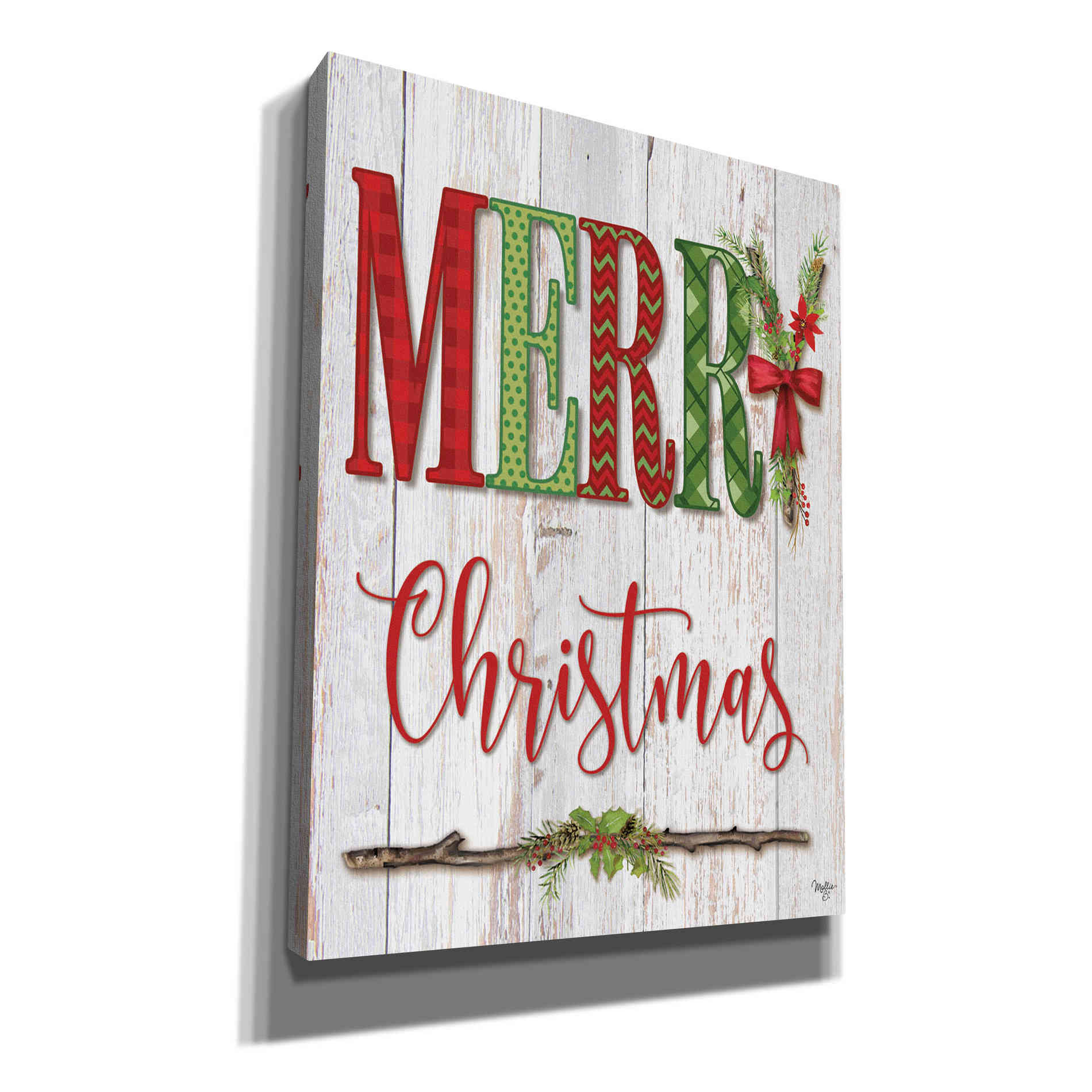 'Merry Christmas' by Mollie B, Canvas Wall Art