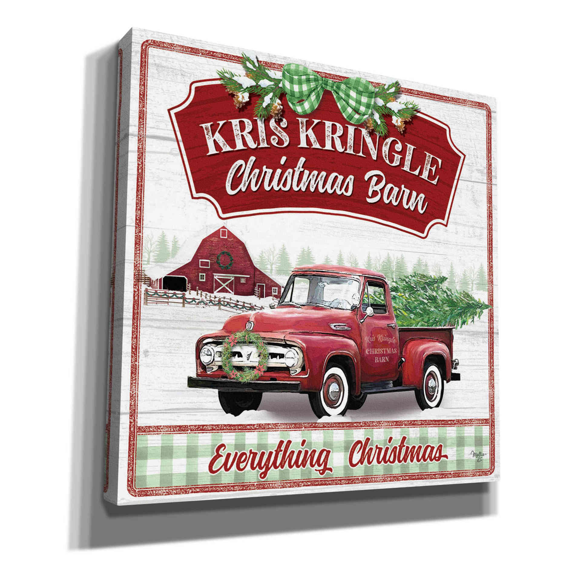 'Kris Kringle Christmas Barn' by Mollie B, Canvas Wall Art