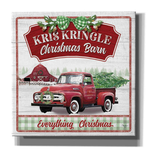 Image of 'Kris Kringle Christmas Barn' by Mollie B, Canvas Wall Art