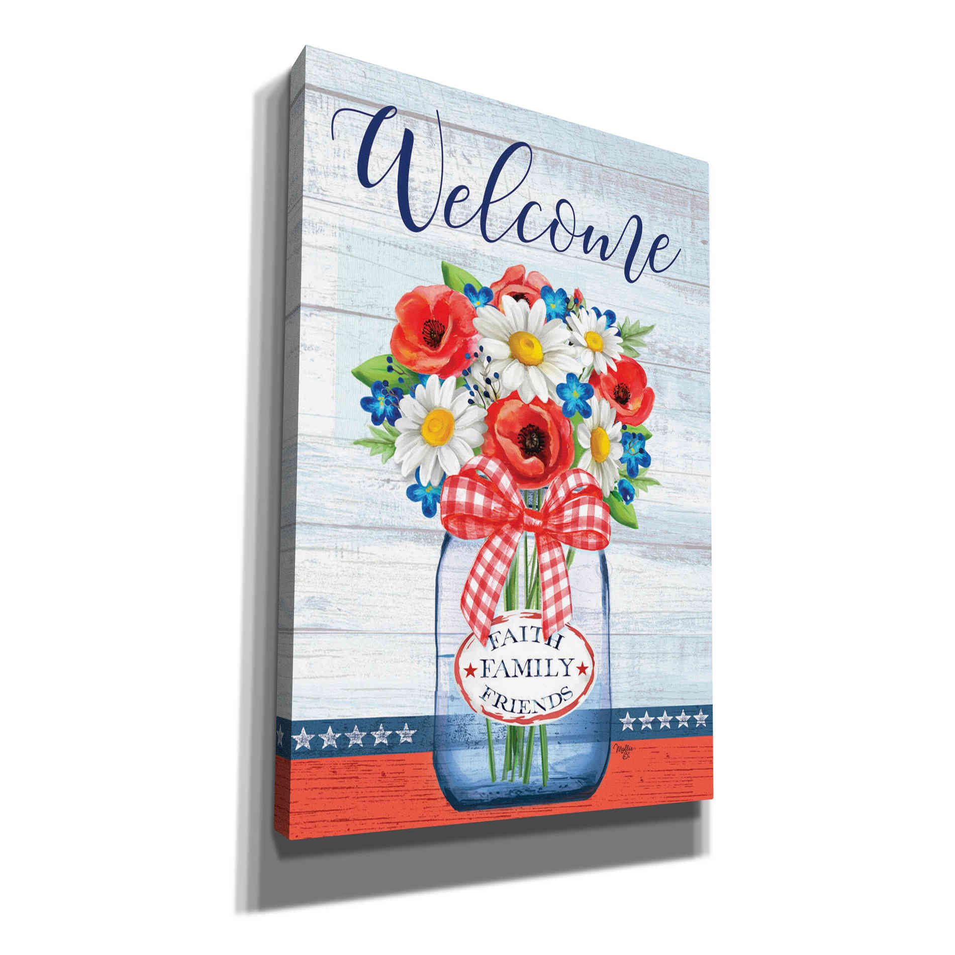 'Patriotic Glass Jar' by Mollie B, Canvas Wall Art