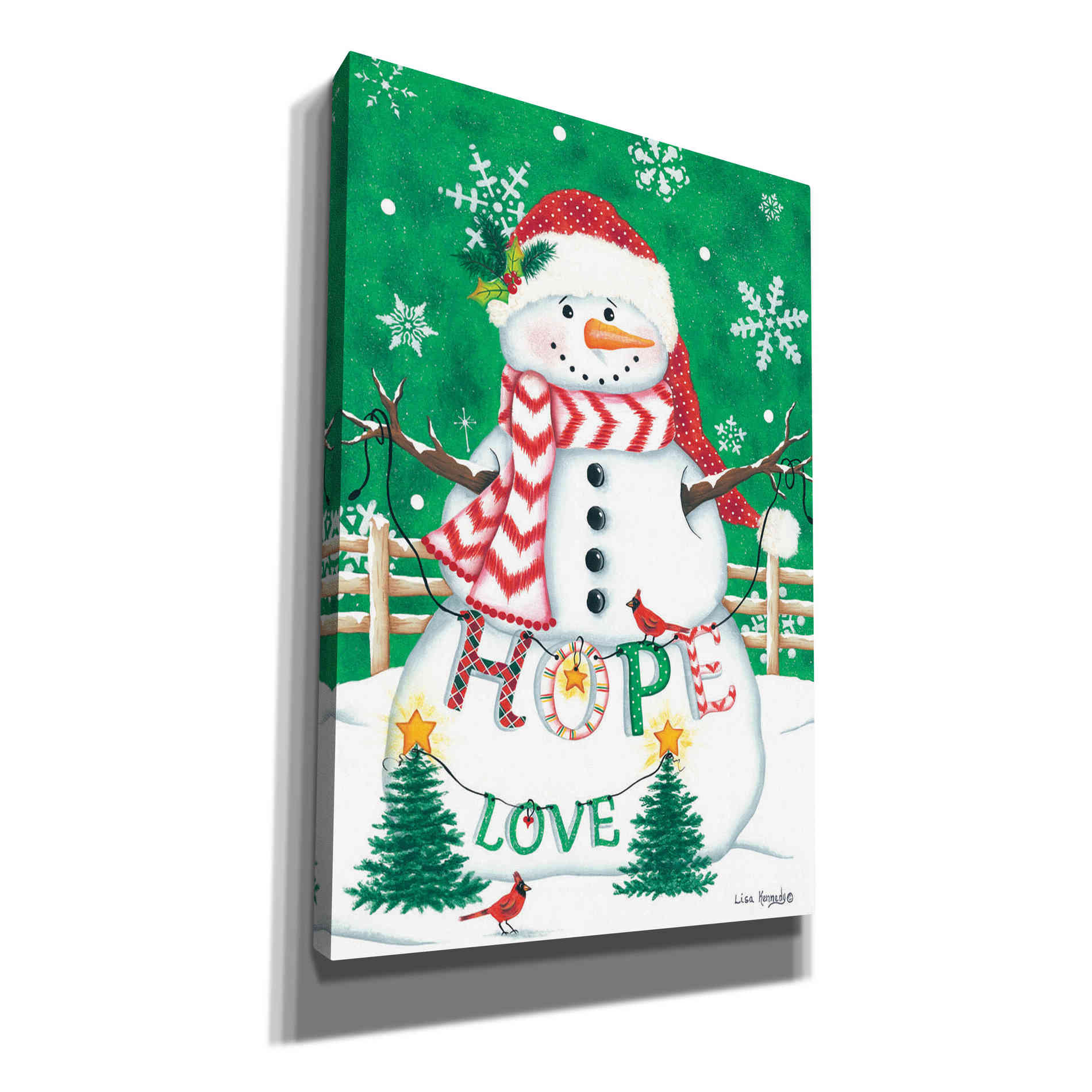 'Merry Snowman' by Lisa Kennedy, Canvas Wall Art