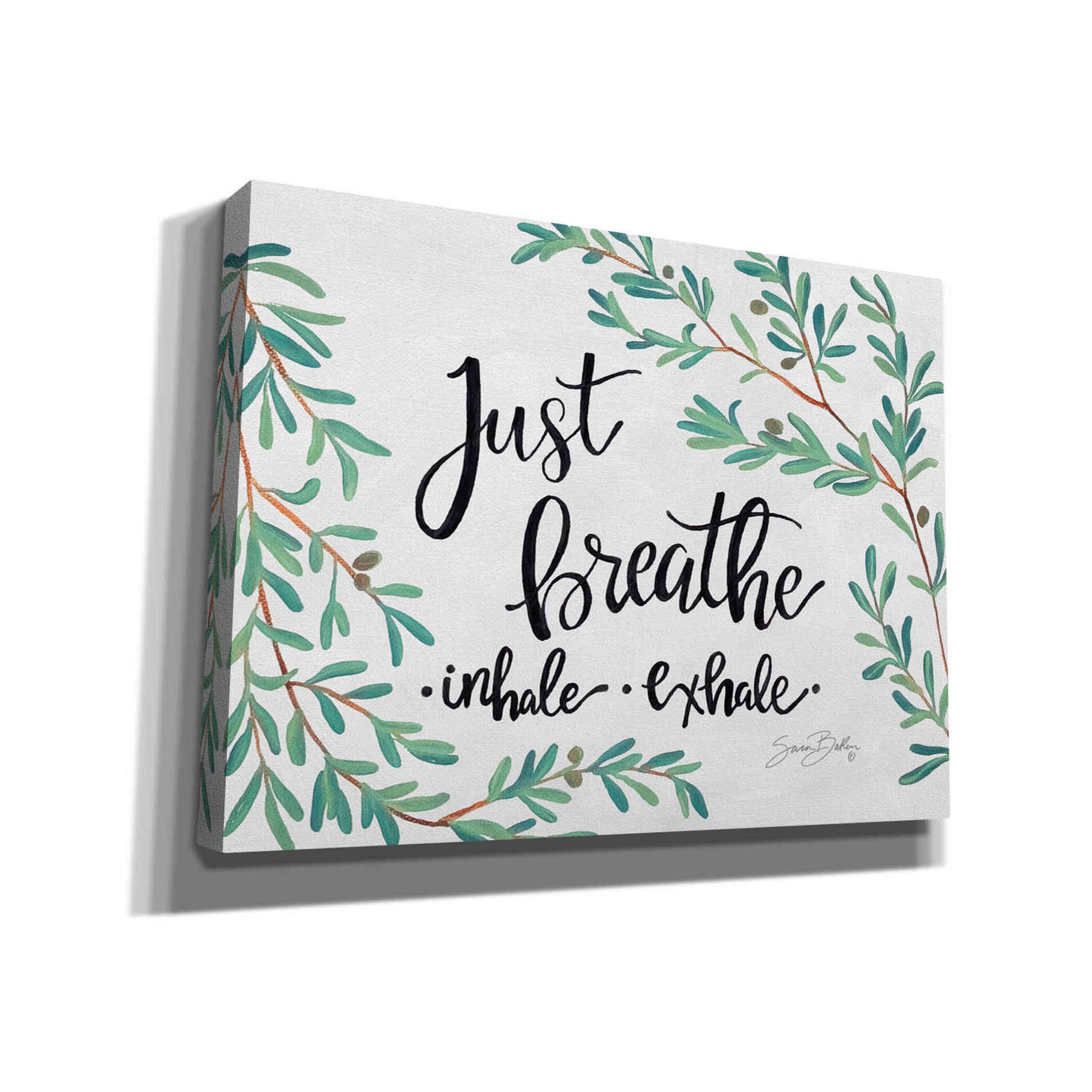 'Just Breathe Olive Stems' by Sara Baker, Canvas, Wall Art
