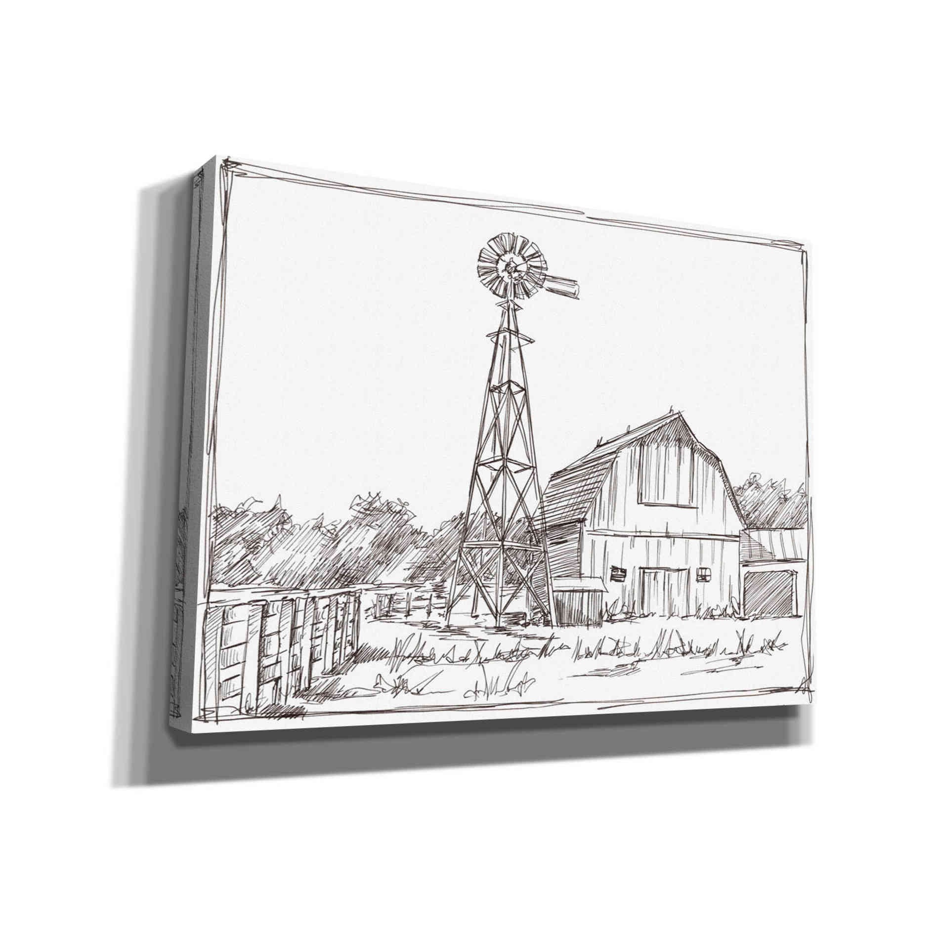 'Farm Sketch II' by Ethan Harper, Canvas Wall Art