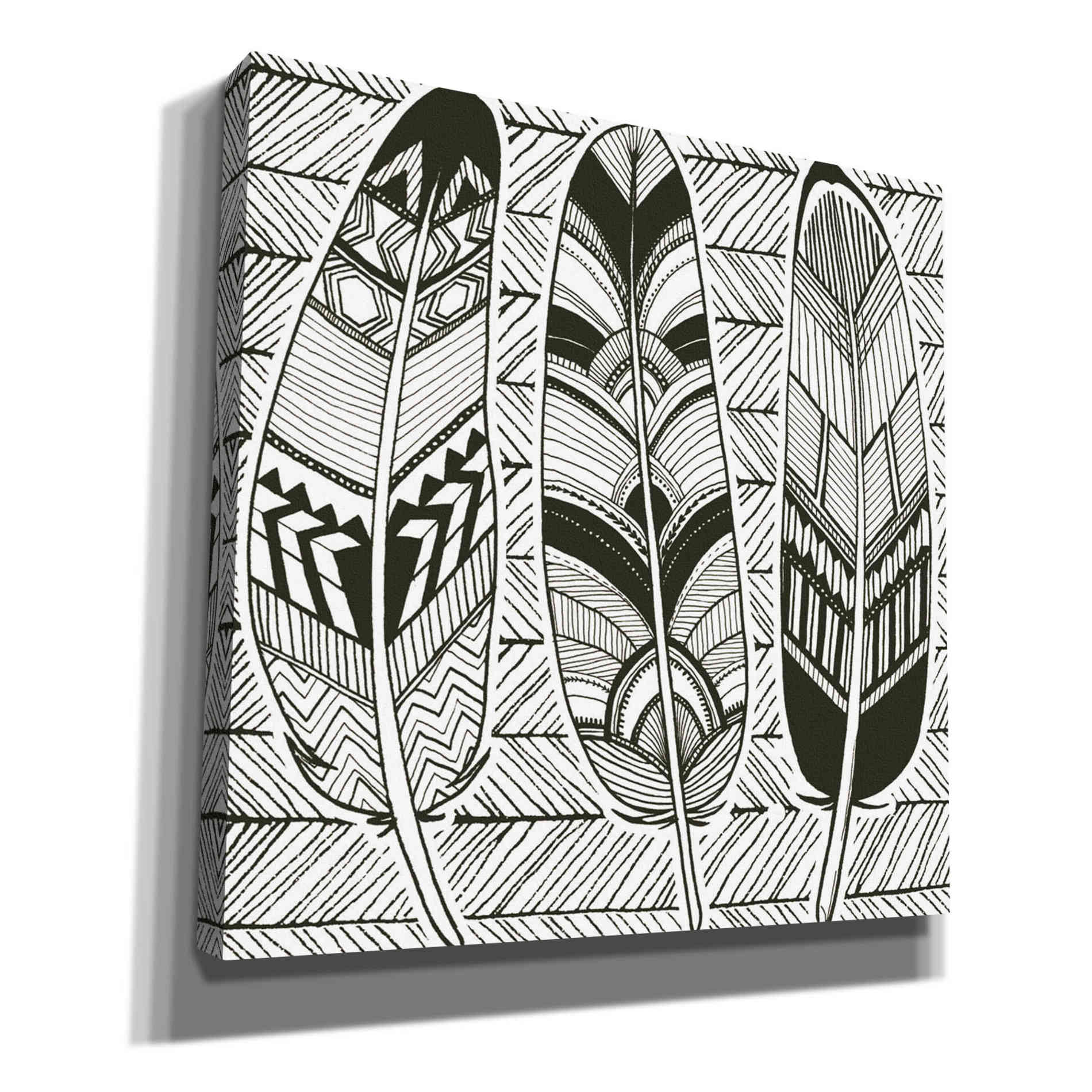 'Geo Feathers II Zentangle' by Sara Zieve Miller, Canvas Wall Art