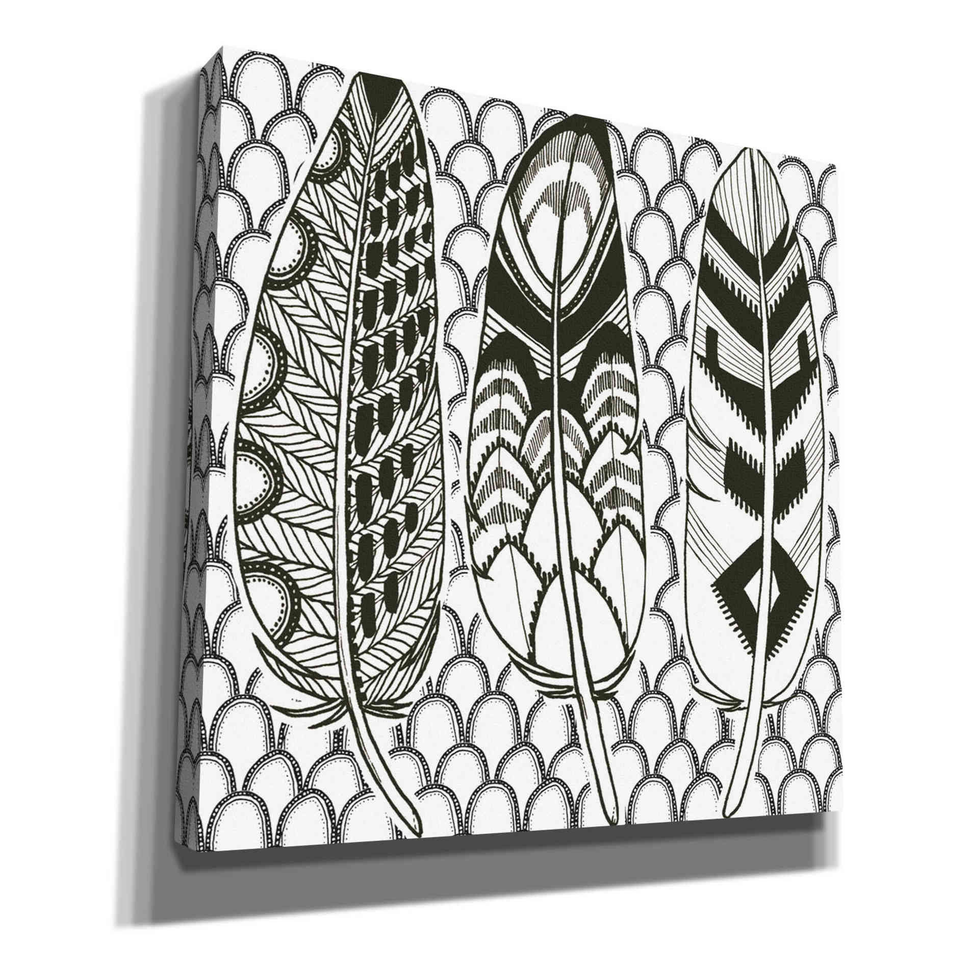 'Geo Feathers III Zentangle' by Sara Zieve Miller, Canvas Wall Art