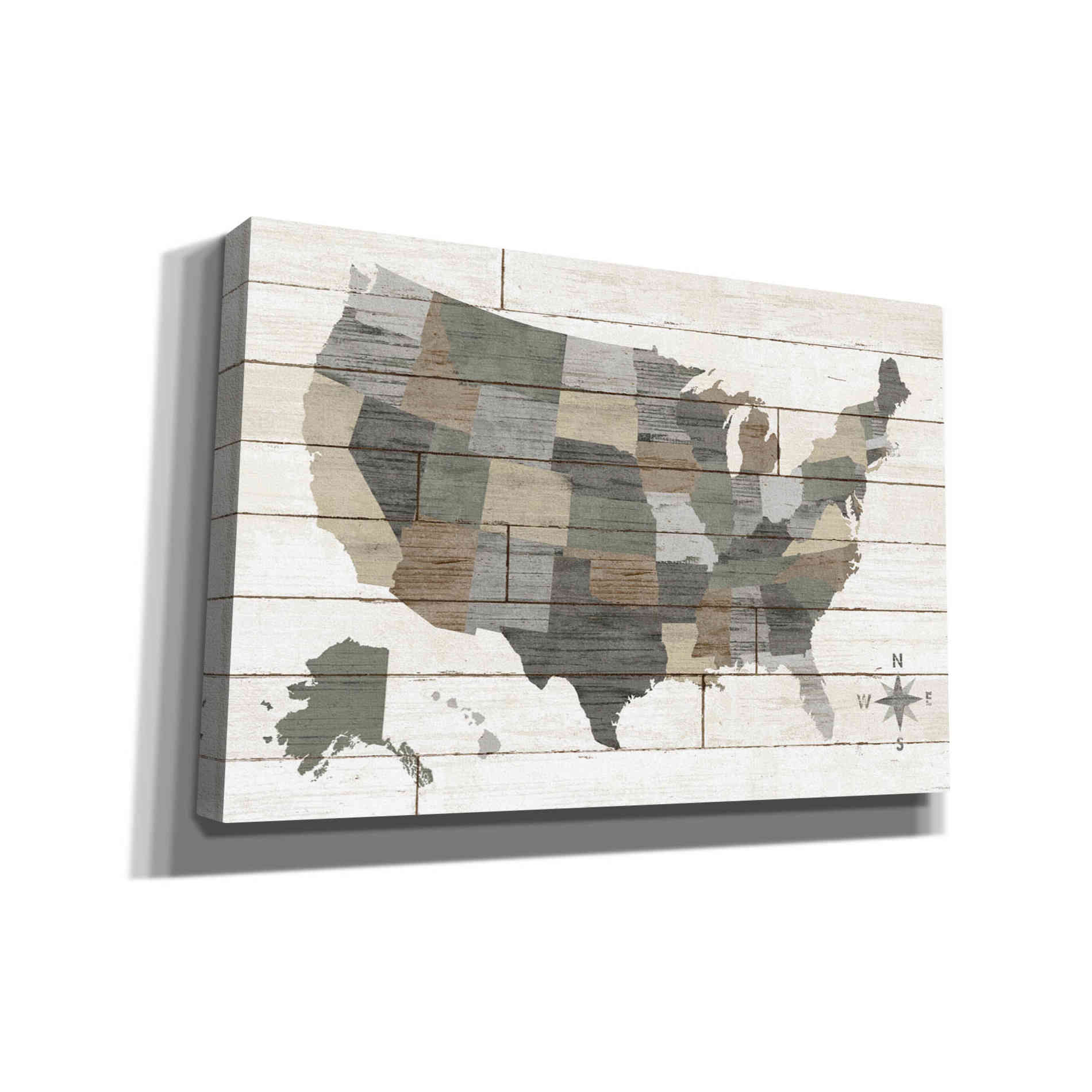 'Barnboard Map Neutral' by Sue Schlabach, Canvas Wall Art