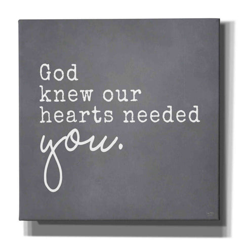 Image of 'God Knew Our Hearts Needed You' by Lux + Me, Canvas Wall Art