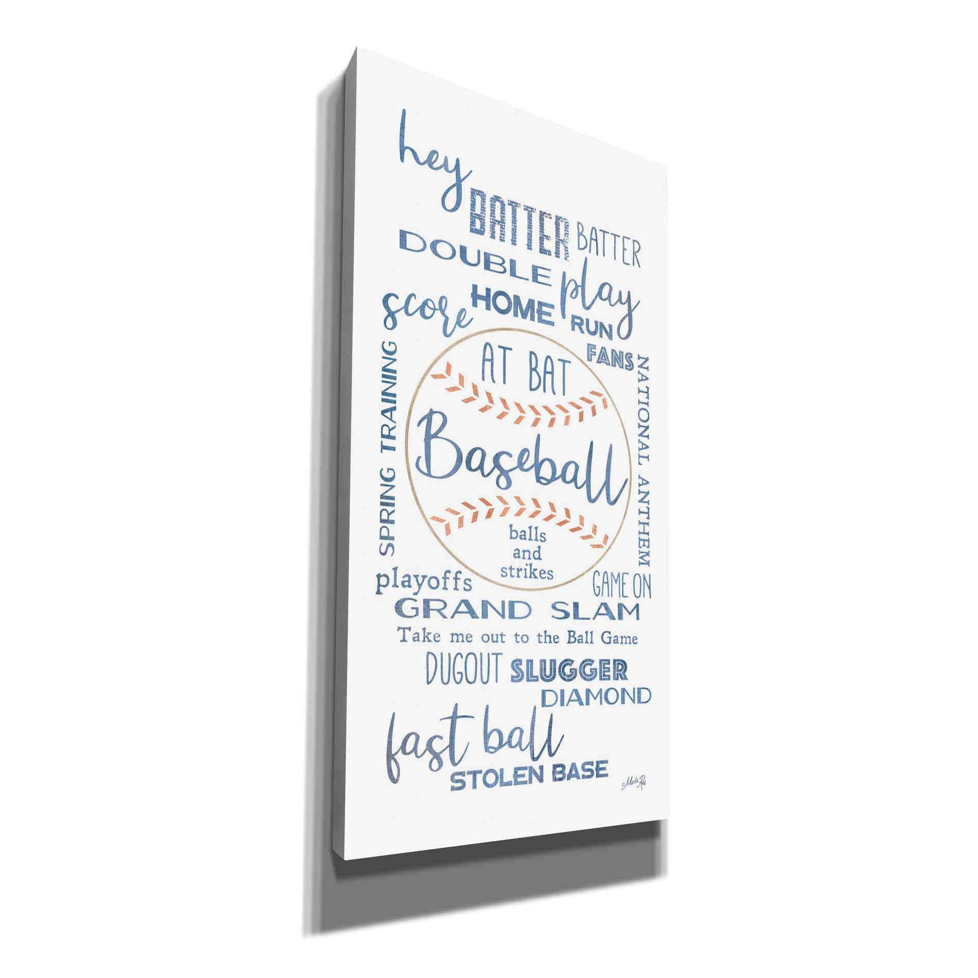 'Baseball Phrases' by Marla Rae, Canvas Wall Art